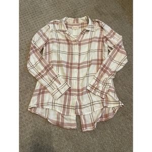 Thread & Supply White & Maude Plaid Button Down Long Sleeve Top M
